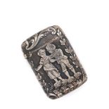 French Silver Vesta Case with Engraved Scene