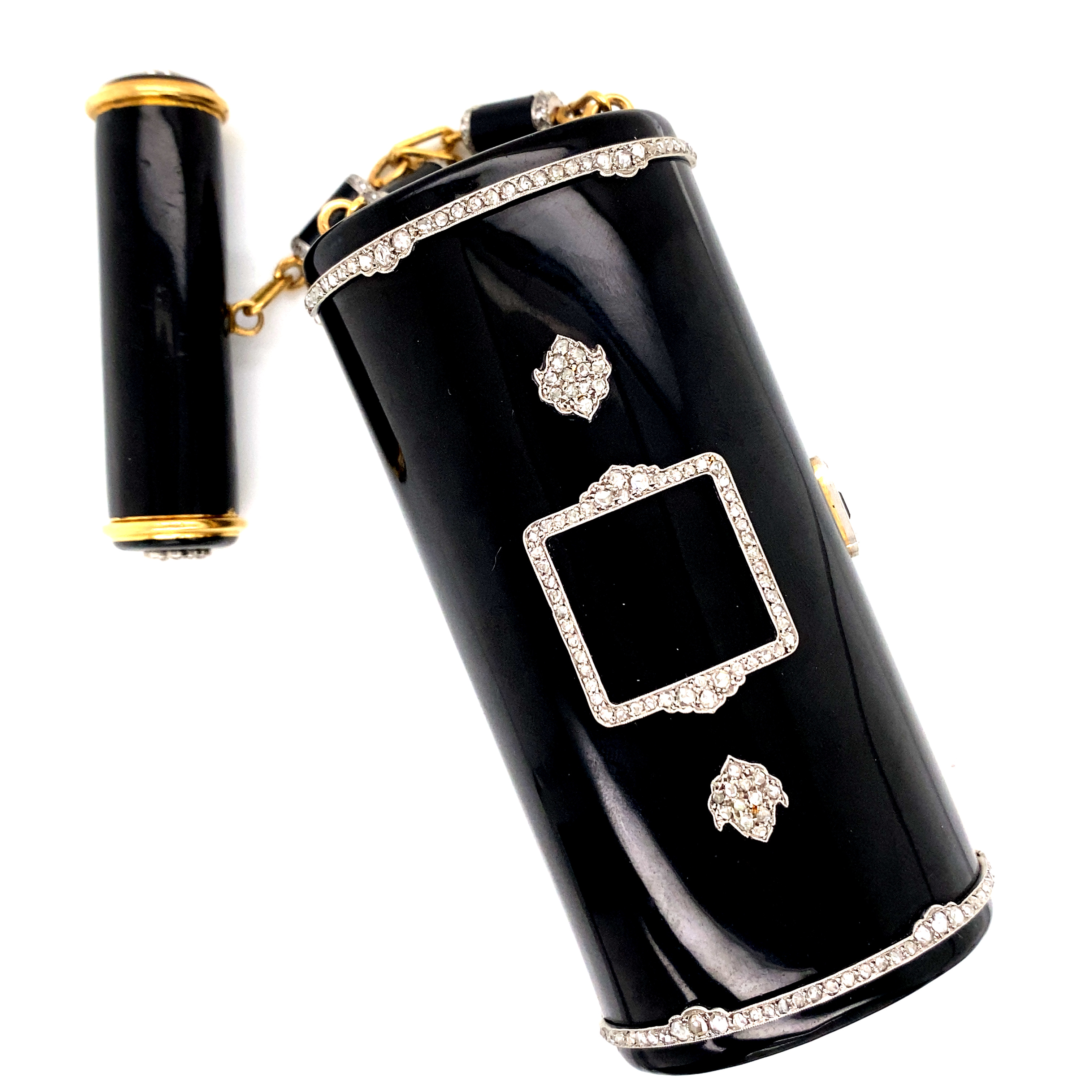 Cartier Enamel and Diamond Set Compact