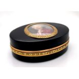 Oval T'shell Snuff Box with Central Portrait