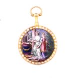 Enamel Watch with Classical Scene