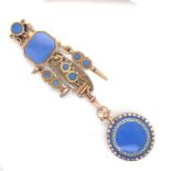 Light Blue Enamel Watch and Chatelaine