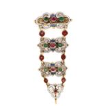 Enamel and Gem Set Brooch