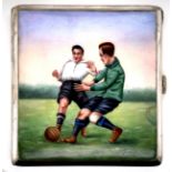 Enamel Cigarette Case of a Football Match