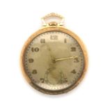 18k Gold Open Face Art Deco Pocket Watch