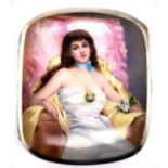 Enamel Cigarette Case of a Lady in a Dress