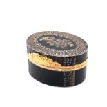 Oval Lacquer Gold Mounted and Gold Lined Snuff Box