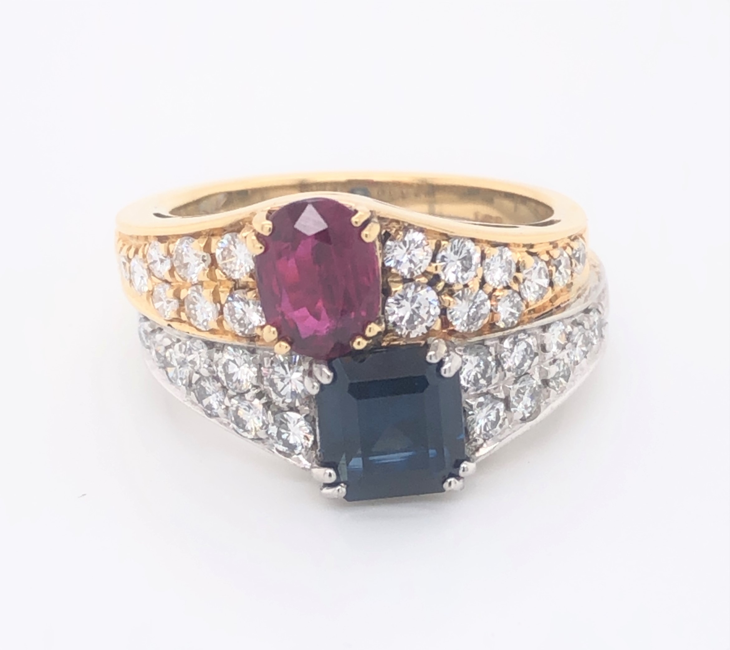 Diamond, Sapphire & Ruby Ring - Image 2 of 2