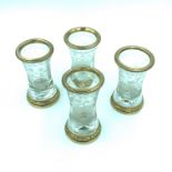 Set of Four Silver and Rock Crystal Shot Glasses