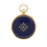 Gold, Enamel and Diamond Set Pendant Watch