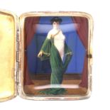 Concealed Erotic Cigarette Case with Woman in Green Dress