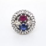 Sapphire, Ruby & Diamond Ring
