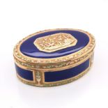 Oval Blue Enamel & Gold Box