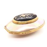 Mother of Pearl Snuff Box with Gold Mounts