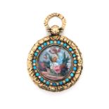 Gold, Turquoise and Pearl Pendant