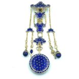 Enamel and Diamond Set Pocket Watch & Chatelaine