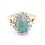 Opal & Diamond Cluster Ring