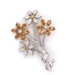 White and Fancy Coloured Diamond Brooch