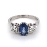 Diamond & Sapphire Three Stone Ring