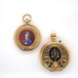 Two Gold and Enamel Watch Cases
