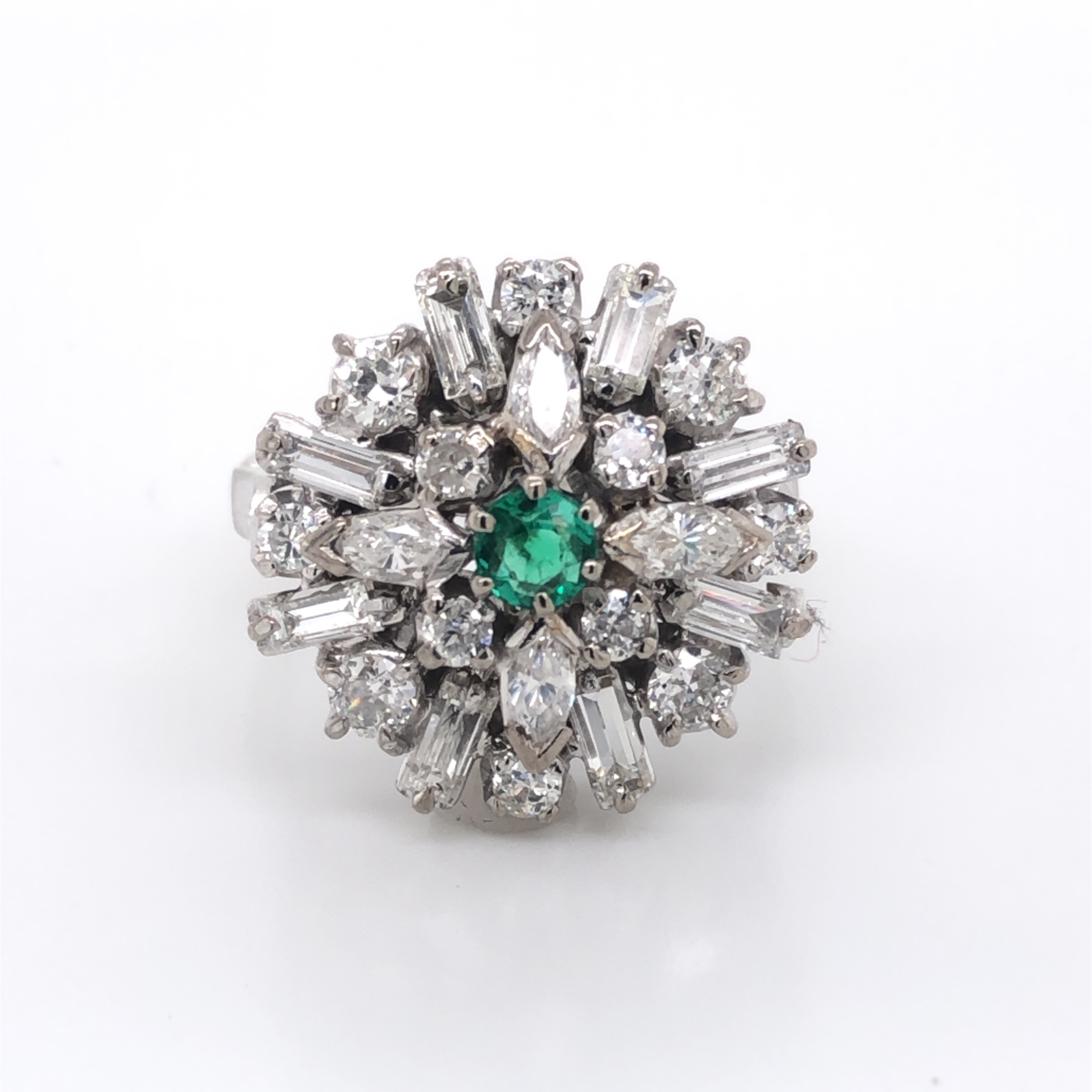 Diamond & Emerald Cluster Ring