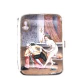 Enamel Cigarette Case Showing Gentleman & Woman