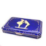 Blue Enamel Cigarette Case with Applied Scene