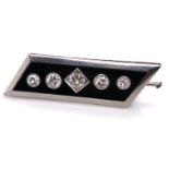 Onyx and Diamond Deco Brooch