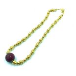 Ruby Disco Ball with 18k Gold Necklace