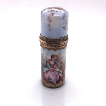 French Silver and Enamel Lipstick Perfume Bottle