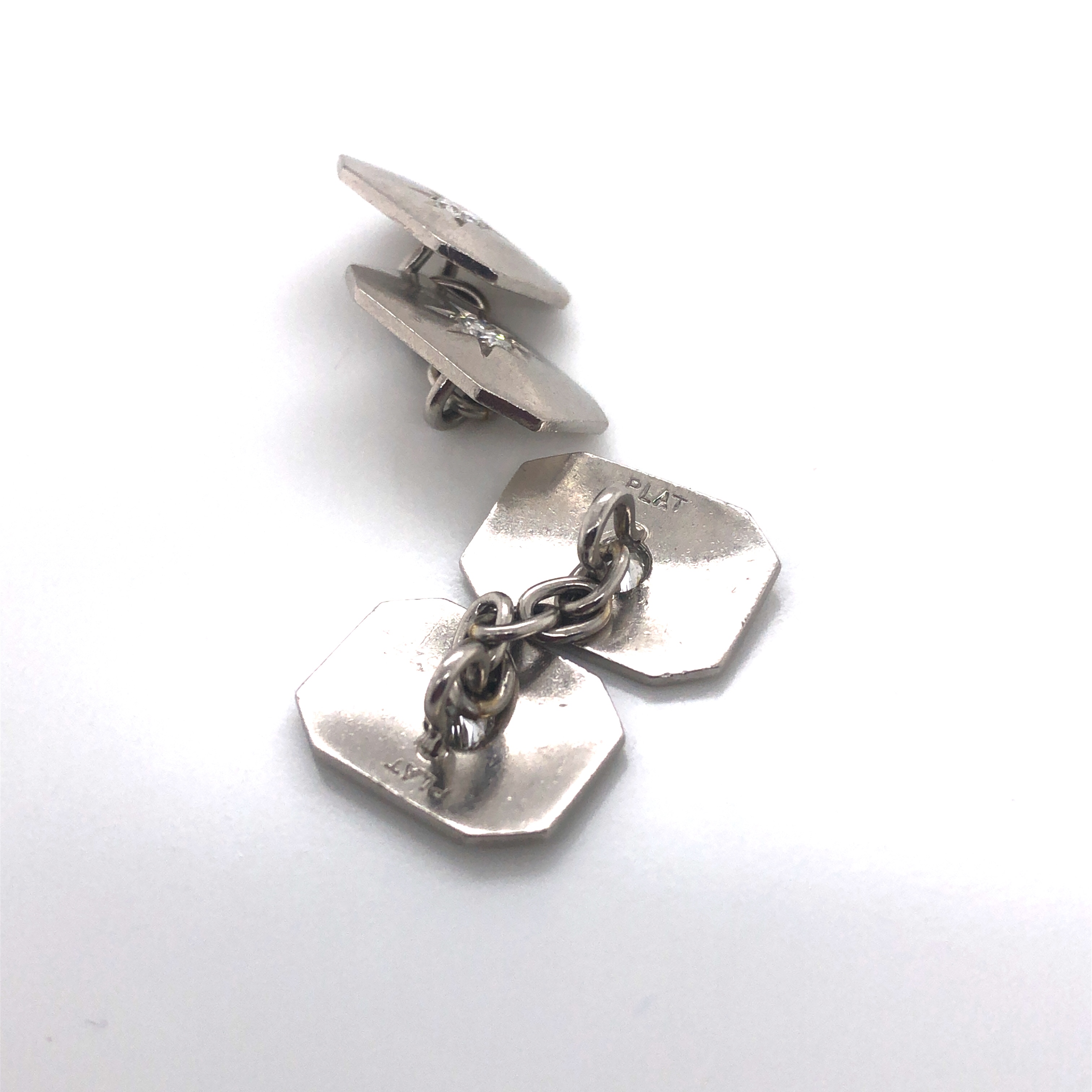 Platinum and Diamond Cufflinks - Image 3 of 3