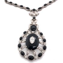 Deco Onyx and Diamond Necklace