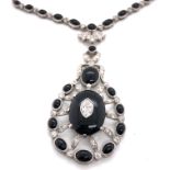 Deco Onyx and Diamond Necklace