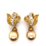 South Sea Pearl and Diamond Earclips