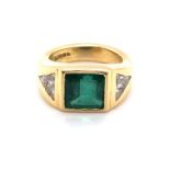 Retro Emerald and Diamond Ring