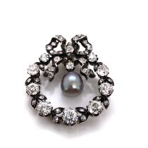 Diamond and Natural Pearl Pendant