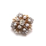 Natural Pearl and Diamond Brooch and Pendant