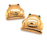 Gold Gem Set Frog Brooches