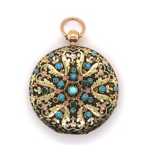 Turquoise and Two Colour Gold Pocket Watch