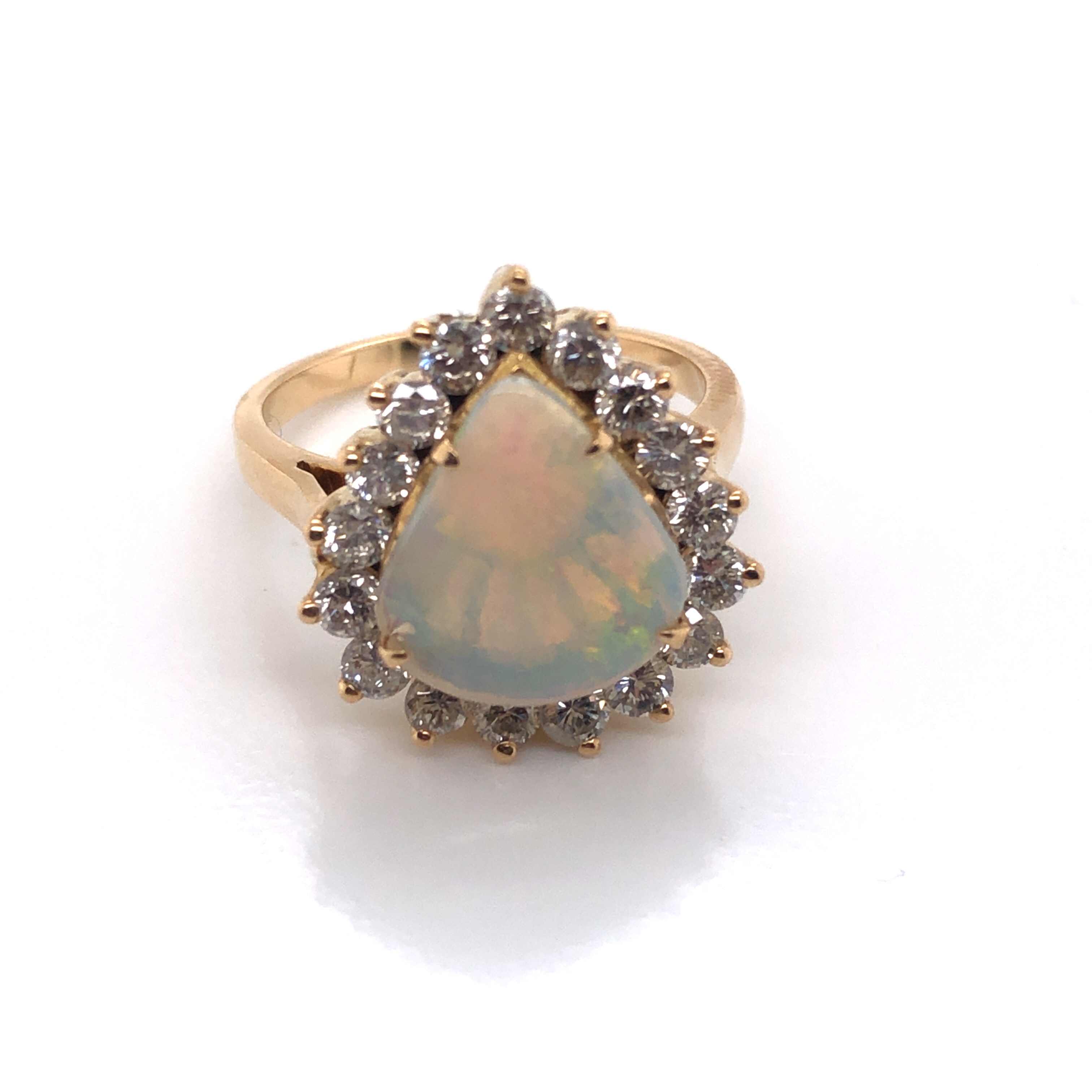 Opal and Diamond Cluster Ring