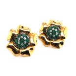 Maboussin Diamond and Emerald Ear Clips