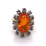 Fire Opal and Diamond Ring