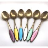 Silver and Enamel Spoons in Box