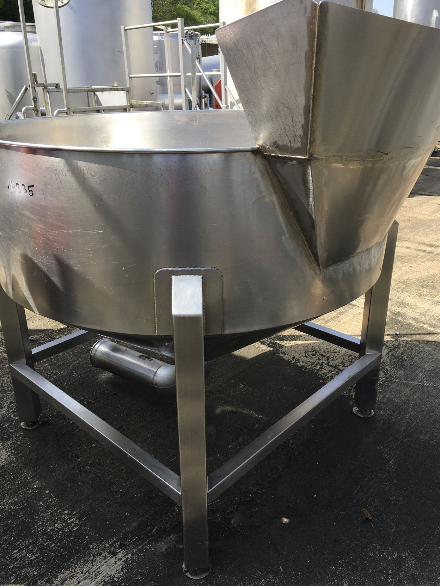 Stainless Steel Round Holding Tank, with bottom discharge, on stainless frame , serial no. N/A, - Image 3 of 3