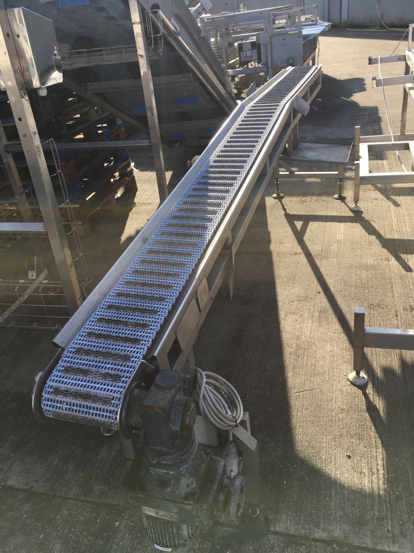 Anglia Autoflow Intralox Type Conveyor Belt, with rubber grip flights, serial no. N/A, plant no. N/