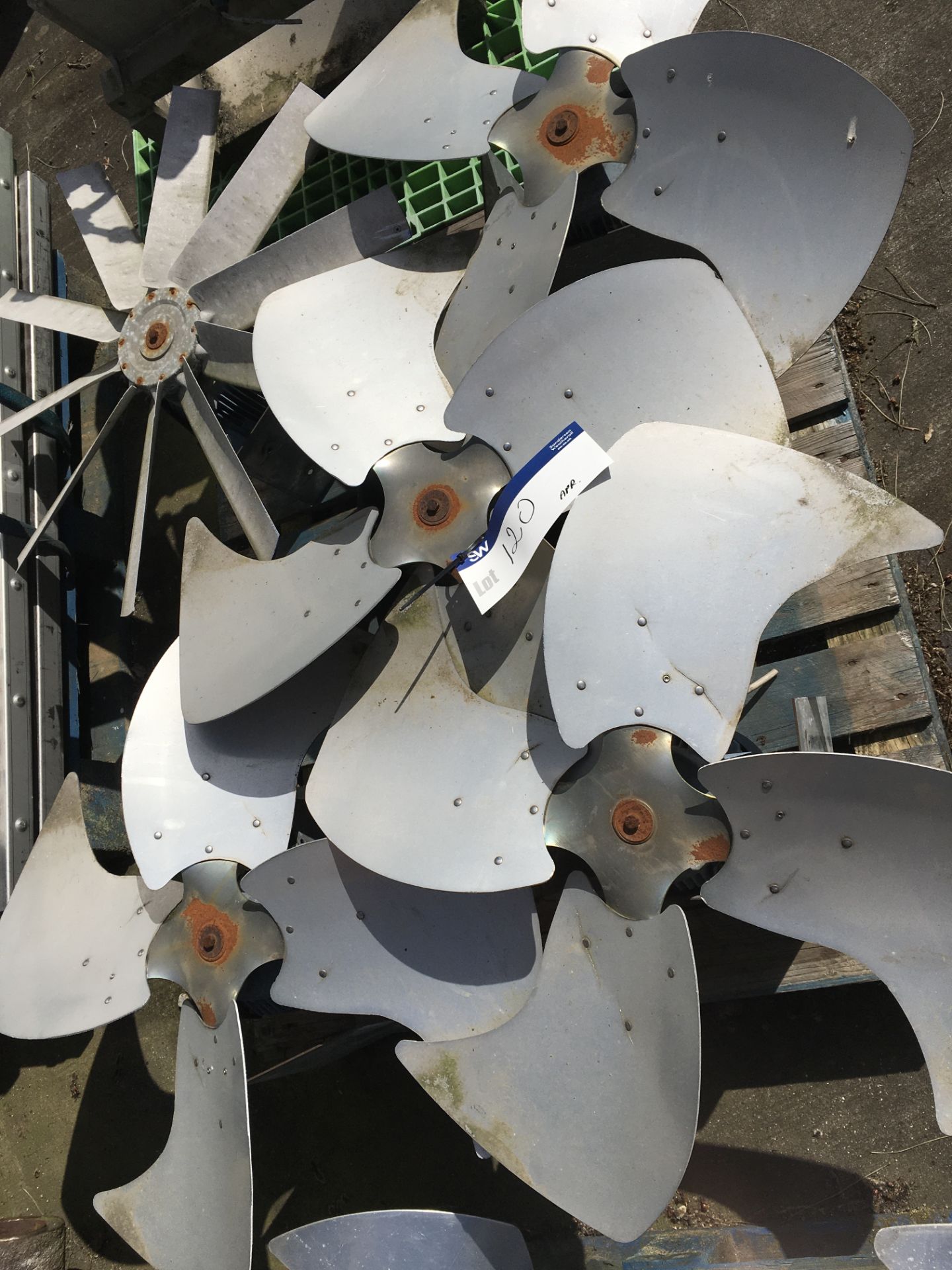 Five Fans, three phase, serial no. N/A, plant no. N/A, year of manufacture N/A, dimensions