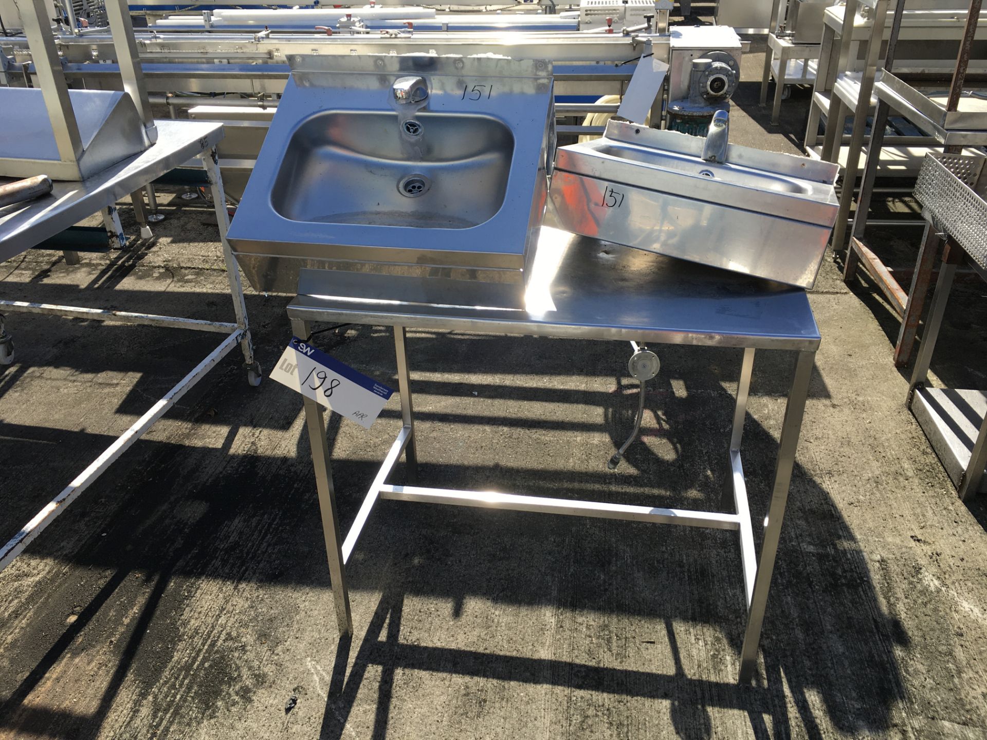 Stainless Steel Table, with two wall mounted sinks , serial no. N/A, plant no. N/A, year of
