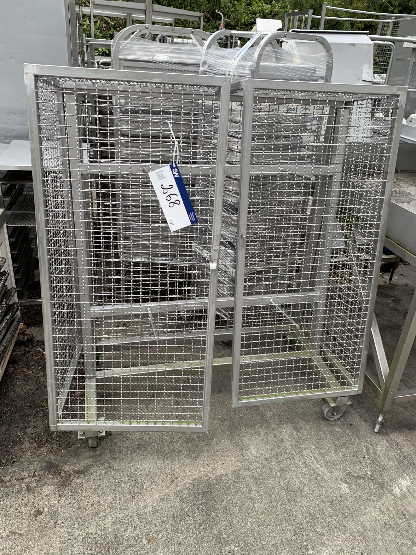 Stainless Steel Mobile Cage, approx. 1.3m long x 0.6m wide x 1.5m high, lift out charge - £20, lot