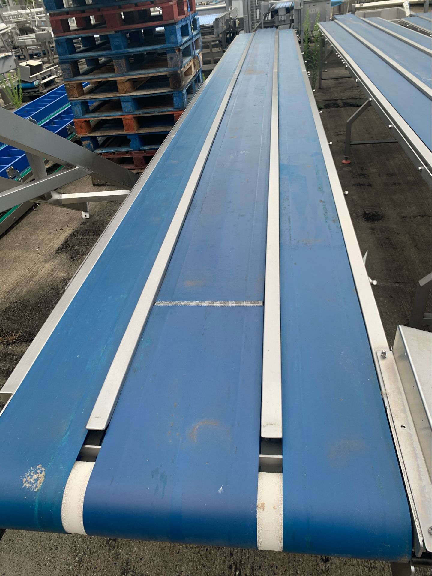 Protech Three Lane Sorting Conveyor, middle lane 300mm wide, outside lanes 200mm , serial no. N/A,