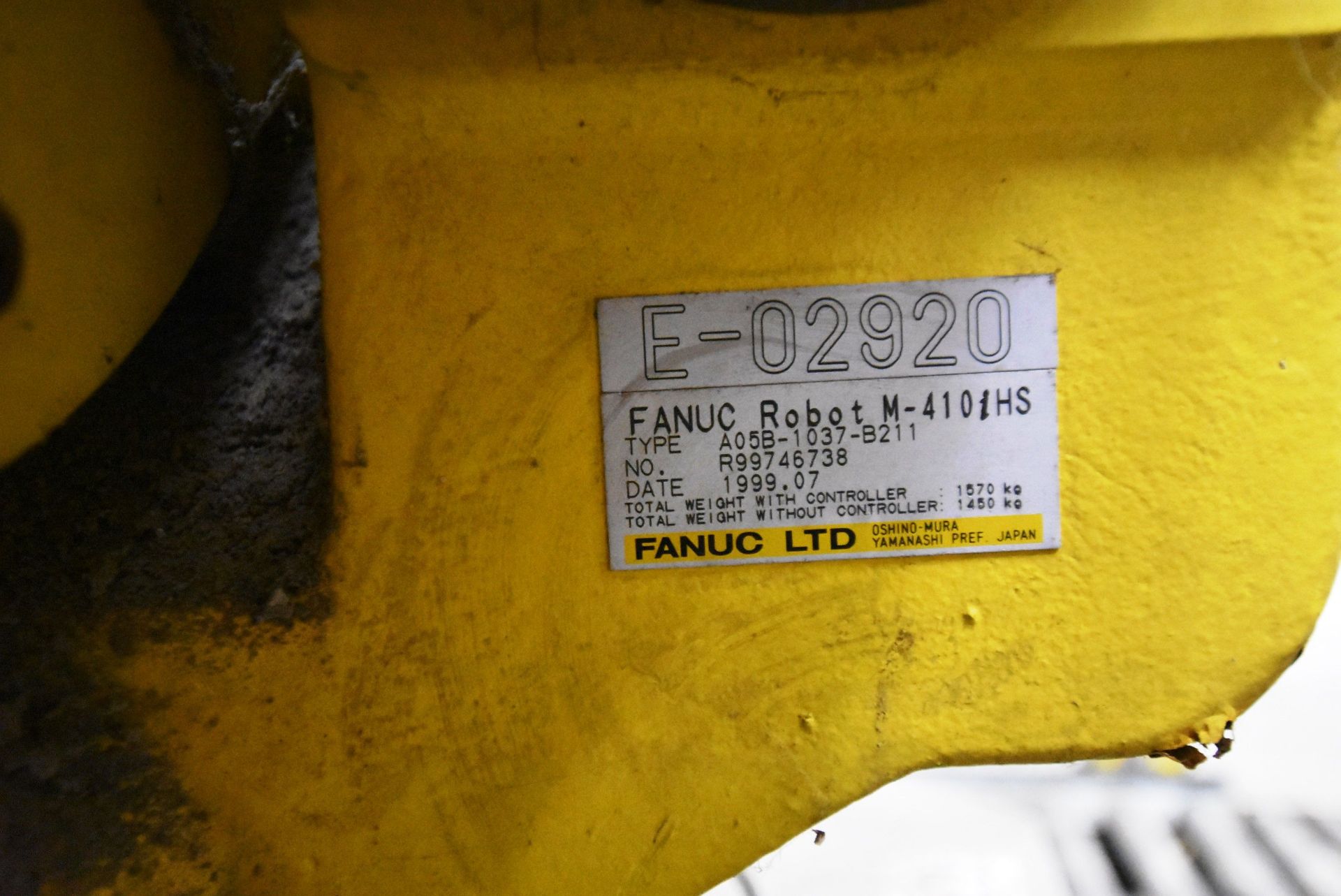 Fanuc M-410iHS ROBOTIC PALLETISER, serial no. R997 46738, type A05B-1037-B211, date 1999, with steel - Image 9 of 21