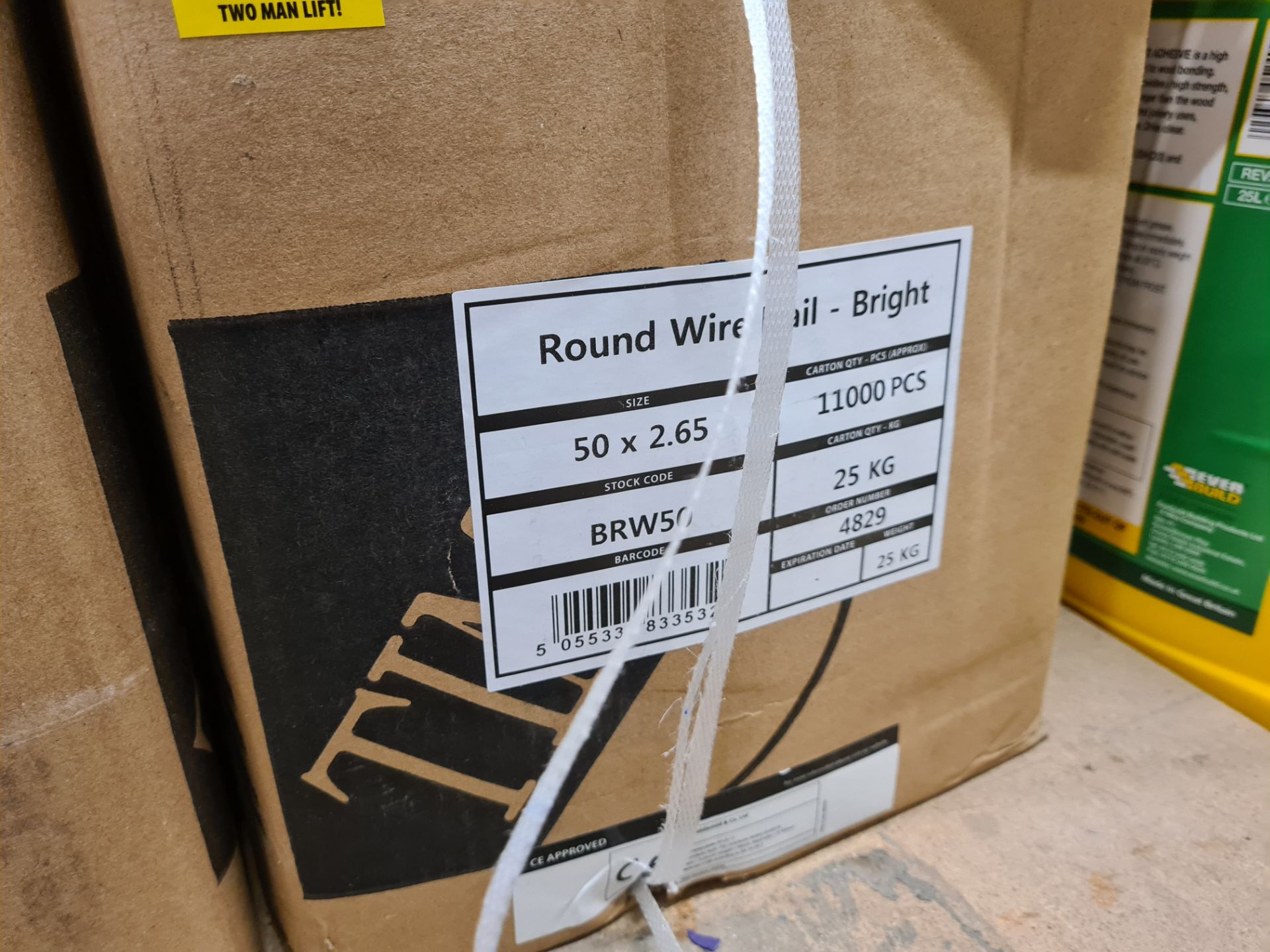 Five Boxes of Round Wire Nails, 50mm x 265, 25kg ( - Image 2 of 2